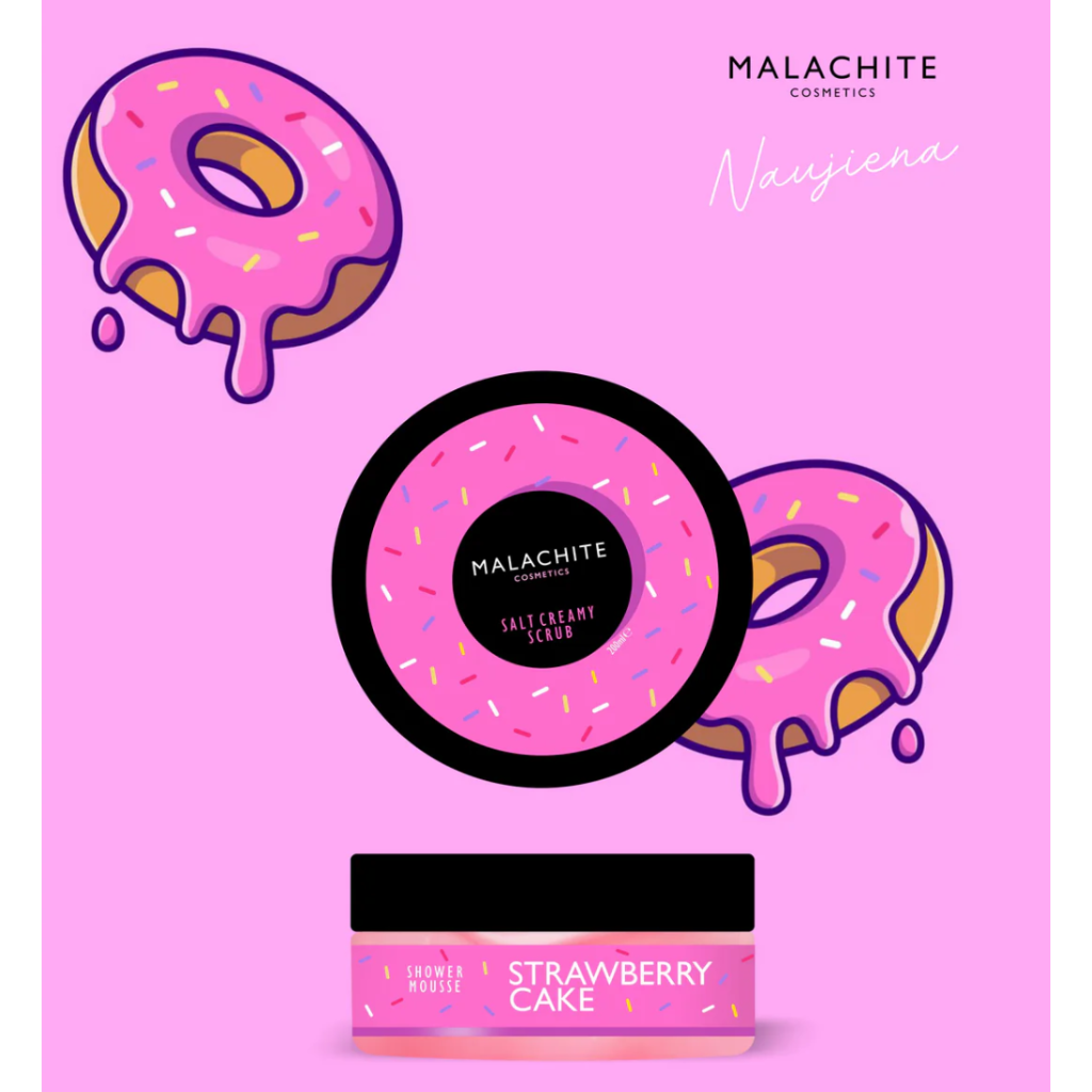 Dušo suflė “STRAWBERRY CAKE” MALACHITE COSMETICS, 150gr