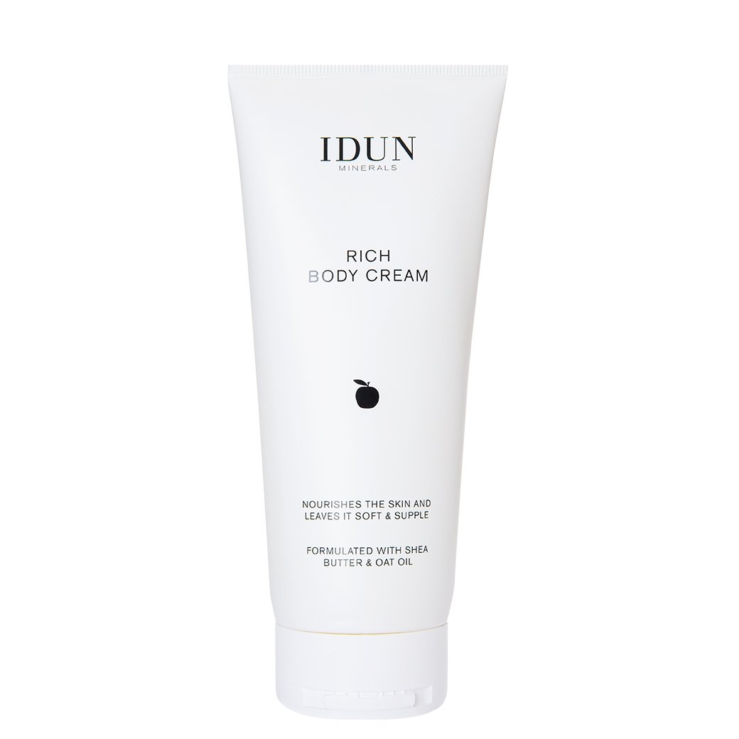 IDUN Minerals maitinamasis kūno kremas su sviestmedžių ir avižų aliejais, 200 mlkūno kremas